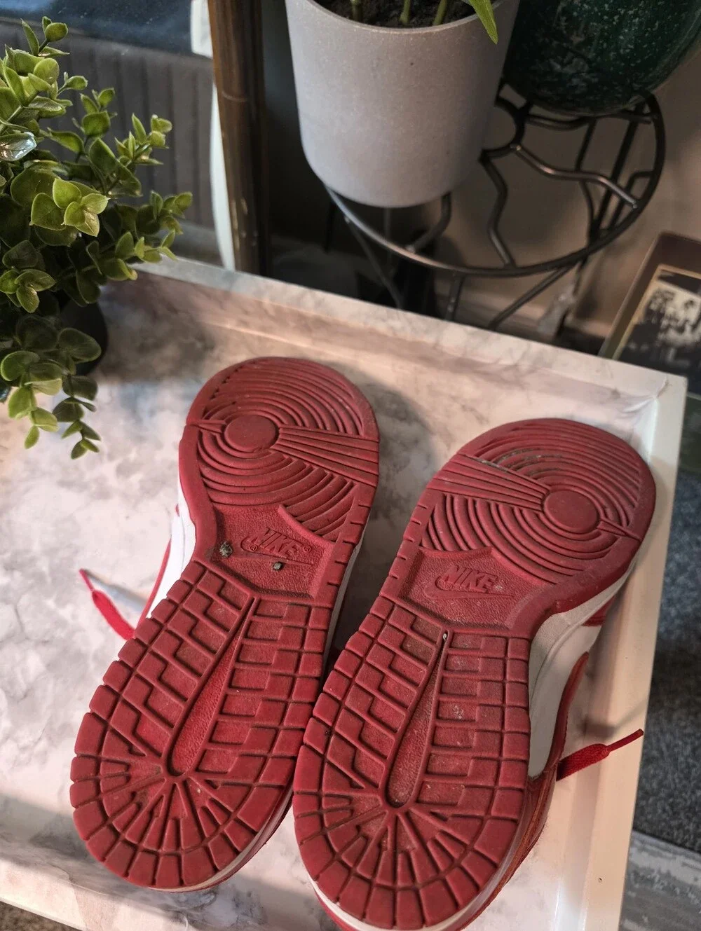 Nike Dunk Low-style Men's 7.5  Red & White Sneakers